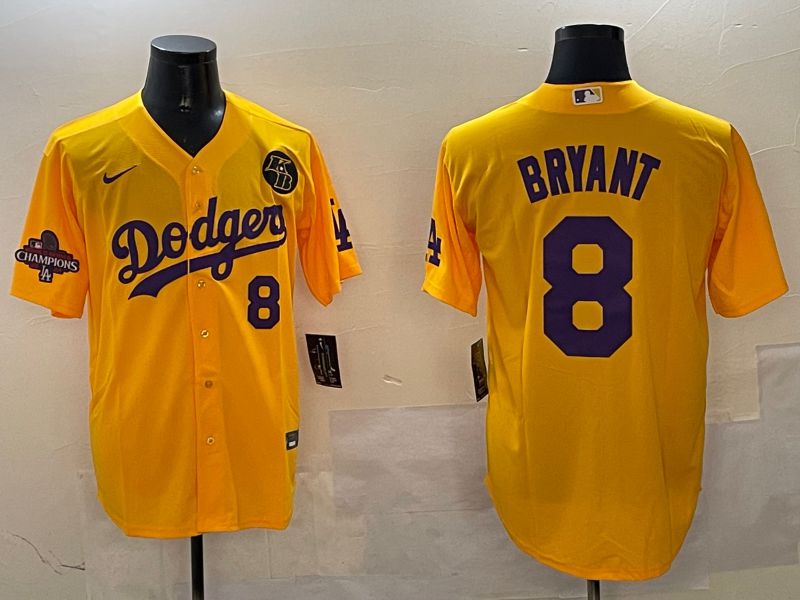 Men Los Angeles Dodgers 8 Bryant Yellow Game 2025 Nike MLB Jersey style 7
